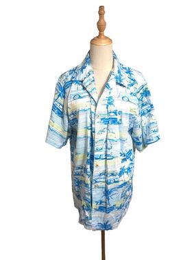 Newport Blue White and Blue Tropical Car Print Shirt